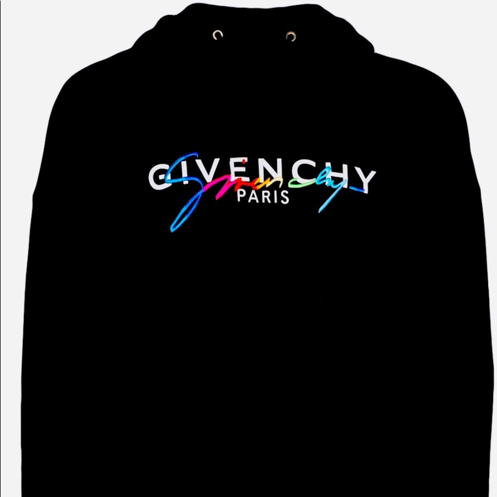 Givenchy hoodie black with White & Rainbow logo XL